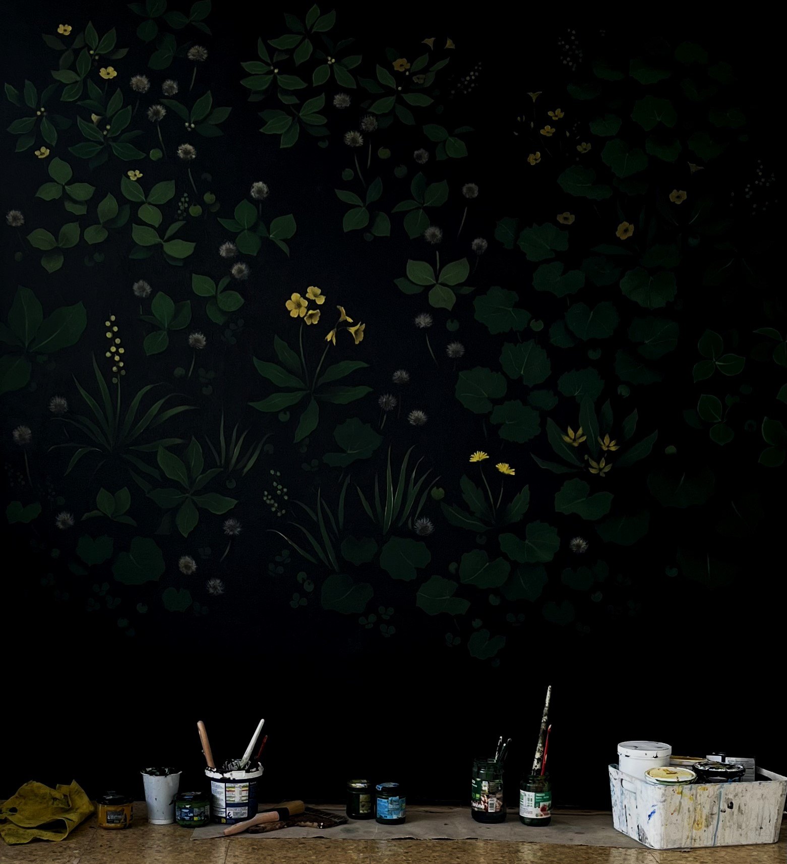 Tela floral pintada a mano de Jorge Estévez — Londres