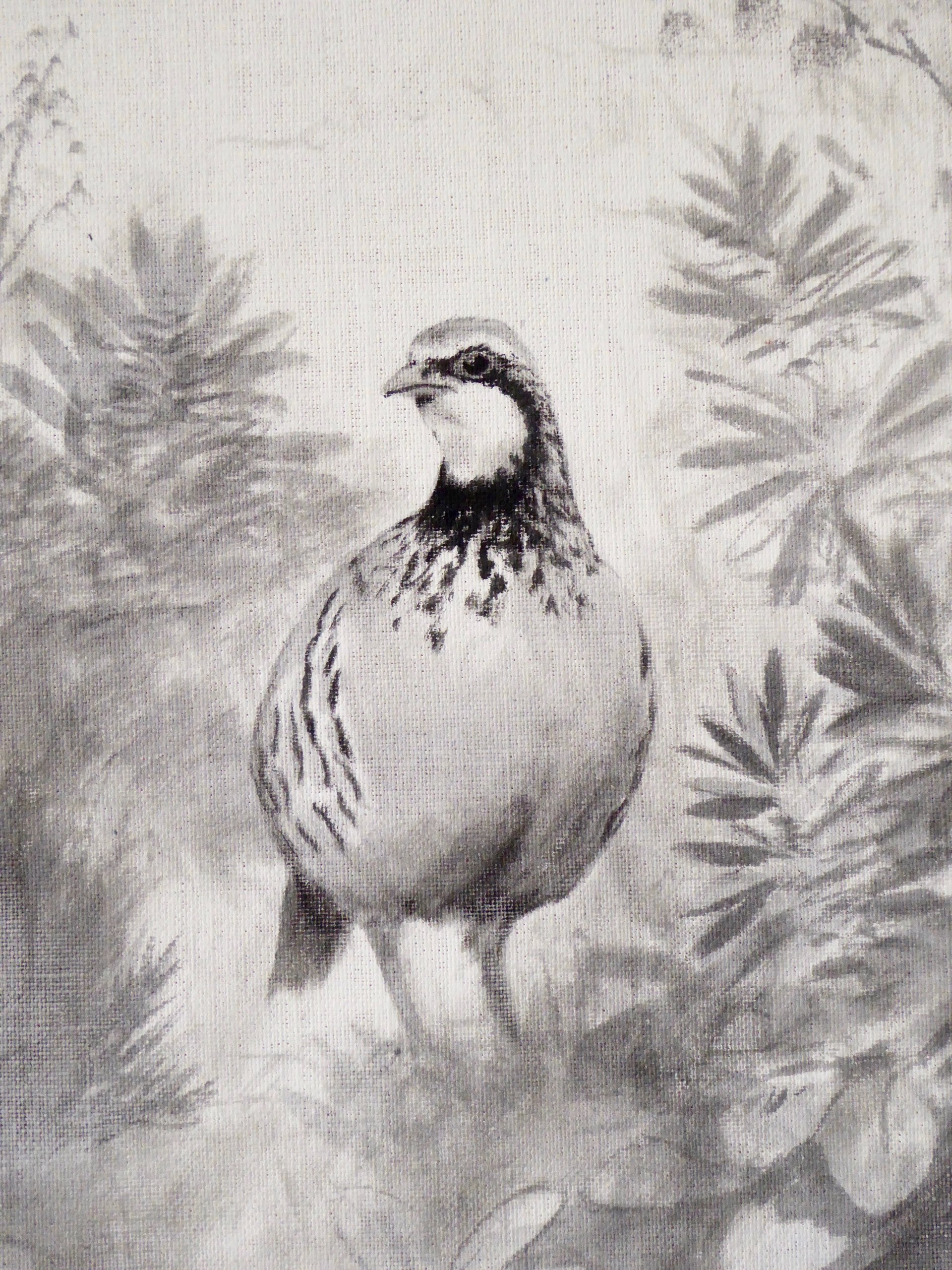 Tela pintada a mano de Jorge Estévez — Aves y naturaleza, Madrid