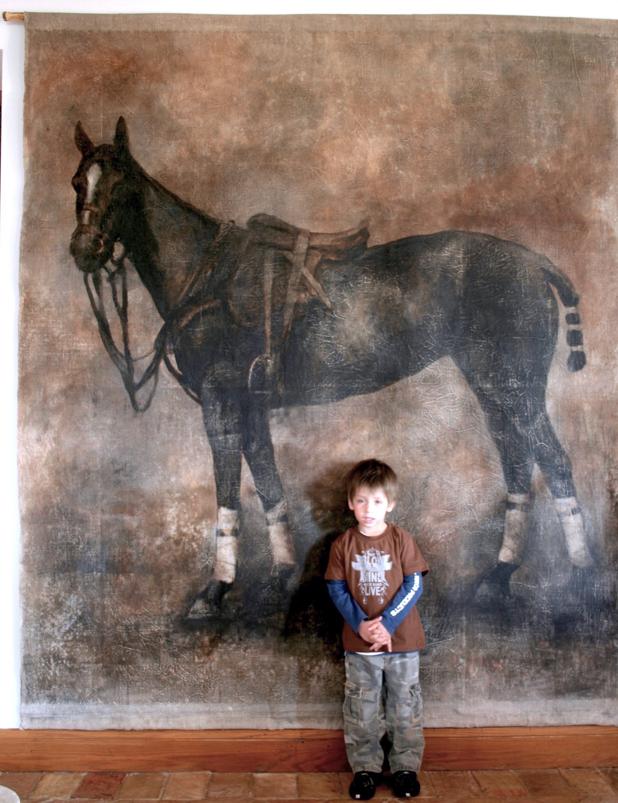 Tela pintada a mano de Jorge Estévez — El caballo, Sotogrande
