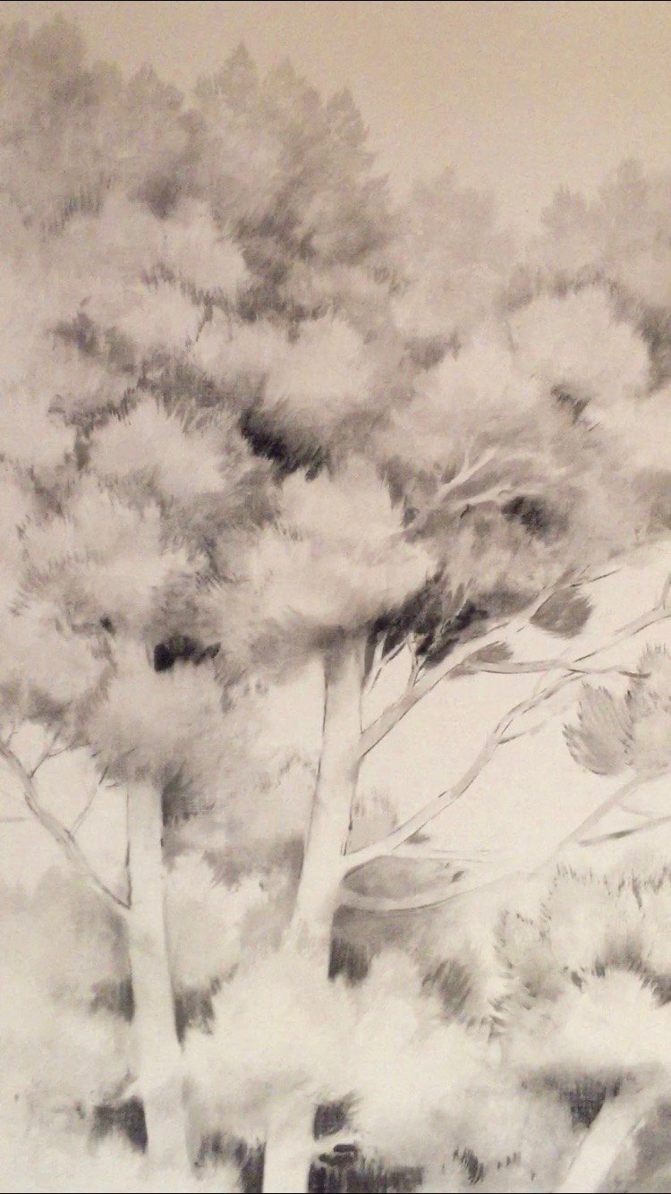 Tela pintada a mano de Jorge Estévez — Bosque, California